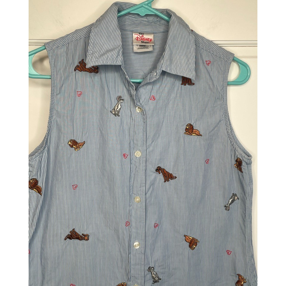 Vintage Disney Women's Lady and the Tramp Embroidered Sleeveless Blouse Sz S - Picture 2 of 12